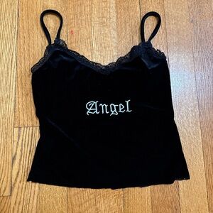 Black Velvet 'Angel' Lace-Trim Cami Tank